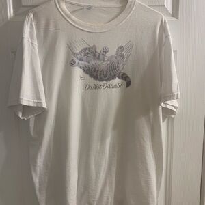 Vintage Jerzees 'Do Not Disturb' Bob Harrison Cat T-Shirt - Off-White